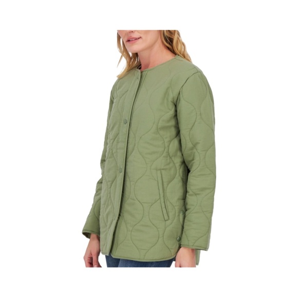 Lucky Brand Green Lightweight Quilted Snap Front Jacket NWT Size M - Picture 3 of 14